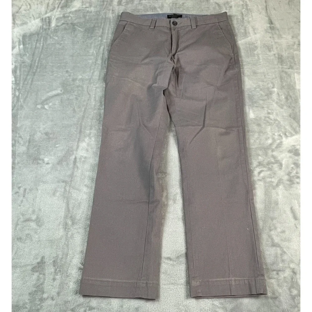 Banana Republic Aiden Chino Pant 31x29 Light Gray MicroPrint Cotton Stretch-READ